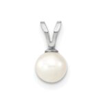 10k White Gold 5-6mm White Round Freshwater Cultured Pearl Pendant