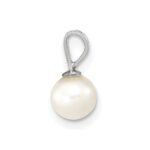10k White Gold 5-6mm White Round Freshwater Cultured Pearl Pendant - Image 2