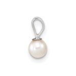 10k White Gold 4-5mm White Round Freshwater Cultured Pearl Pendant - Image 2
