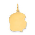 10K Plain Medium .018 Gauge Facing Right Engravable Girl Head Charm