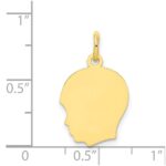 10K Plain Medium .013 Gauge Facing Left Engravable Boy Head Charm - Image 2