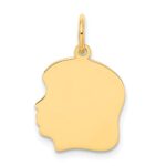 10K Plain Medium .018 Gauge Facing Left Engravable Girl Head Charm