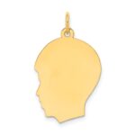 10K Plain Medium .018 Gauge Facing Right Engravable Boy Head Charm - Image 3