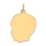 10K Plain Large .018 Gauge Facing Right Engravable Boy Head Charm - Image 3