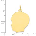 10K Plain Large .013 Gauge Facing Left Engravable Boy Head Charm - Image 2