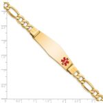 10k Semi-Solid Medical Soft Diamond Shape Red Enamel Figaro ID Bracelet - Image 2