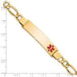 10k Semi-Solid Medical Polished Red Enamel Figaro ID Bracelet - Image 3