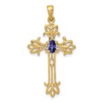 10K 5x3mm Oval Tanzanite cross pendant
