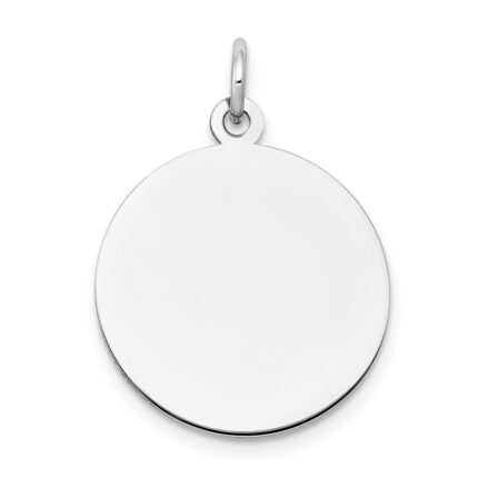 10K White Gold Plain .018 Gauge 17.75x17.75mm Circular Engravable Disc Charm