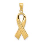 10k Gold Polished Survivor Ribbon Pendant