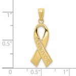10k Gold Polished Survivor Ribbon Pendant - Image 3