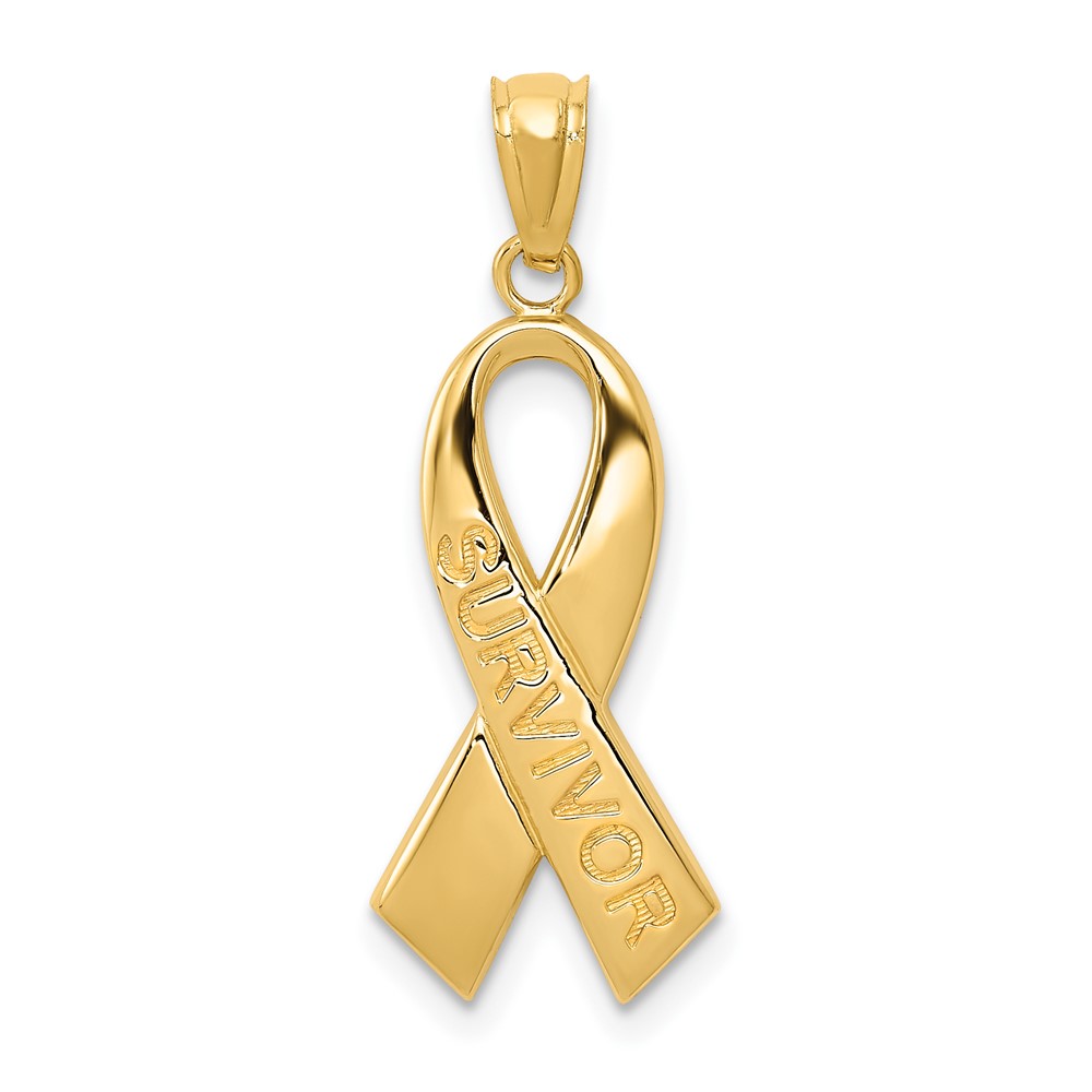 10YC1233.jpg 10k Gold Polished Survivor Ribbon Pendant - Image 1