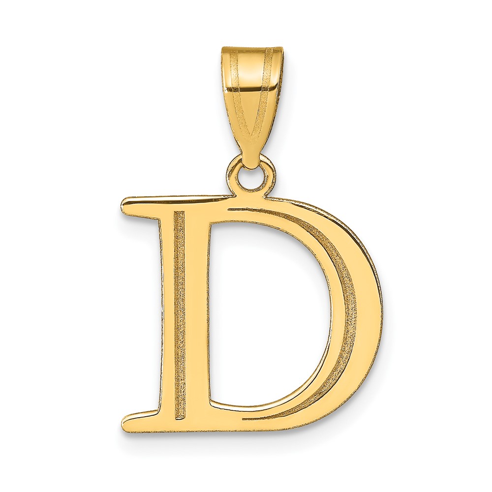 10YC1437D.jpg 10K Polished Etched Letter D Initial Pendant - Image 1