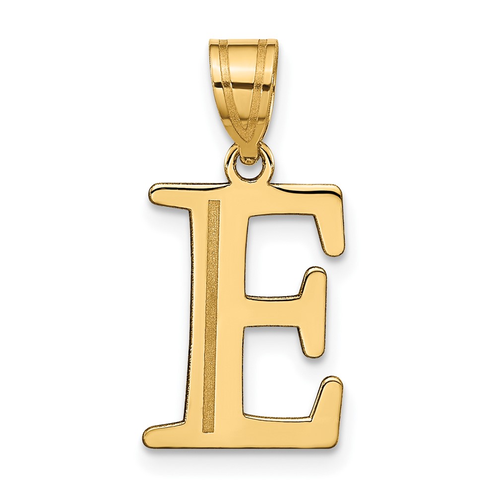10YC1437E.jpg 10K Polished Etched Letter E Initial Pendant - Image 1