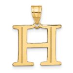 10K Polished Etched Letter H Initial Pendant