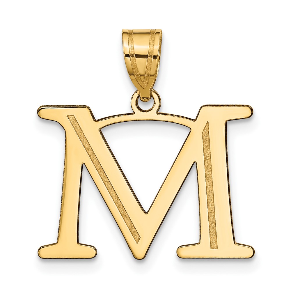 10YC1437M.jpg 10K Polished Etched Letter M Initial Pendant - Image 1