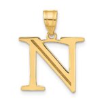 10K Polished Etched Letter N Initial Pendant