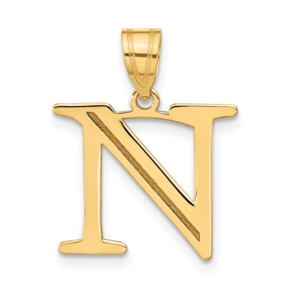 10YC1437N.jpg 10K Polished Etched Letter N Initial Pendant - Image 1