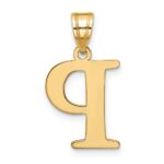 10K Polished Etched Letter P Initial Pendant - Image 3