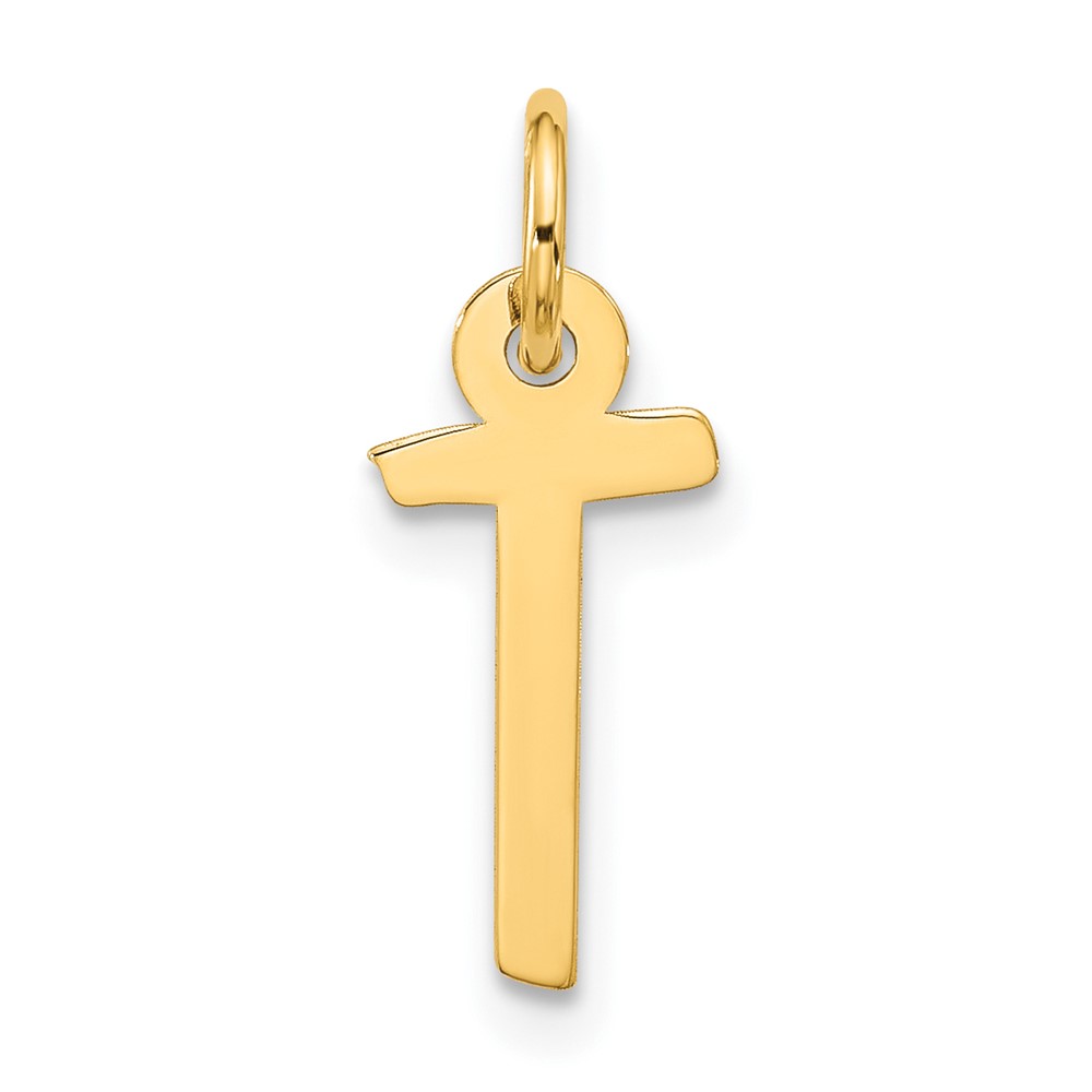10YC1555T.jpg 10k Large Slanted Block Initial T Charm - Image 1