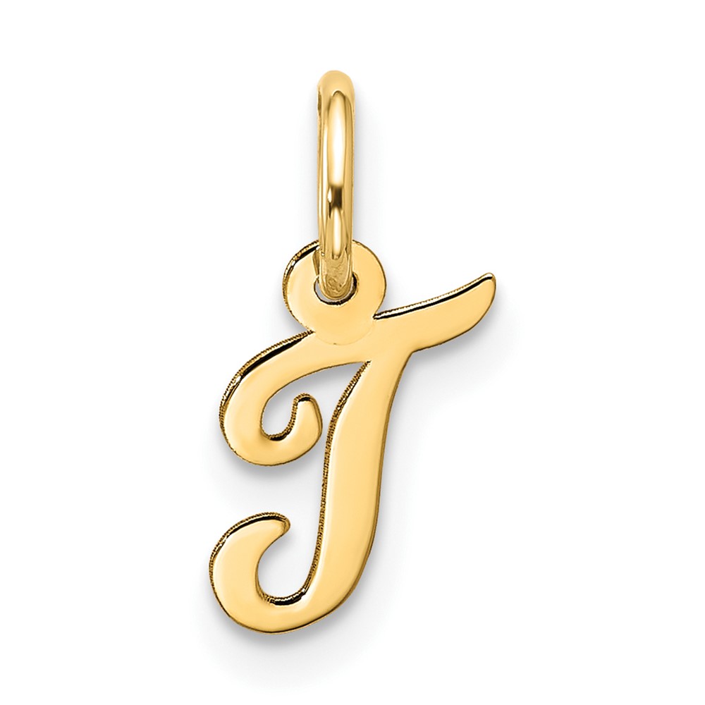10YC1556T.jpg 10k Small Script Initial T Charm - Image 1