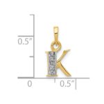 10K and Rhodium Diamond Initial K Charm - Image 3