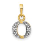 10K and Rhodium Diamond Initial O Charm