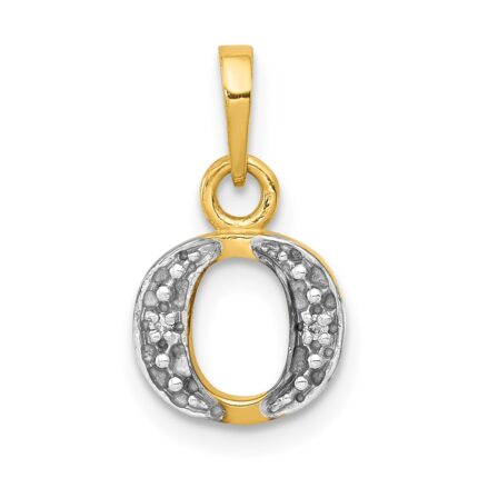10K and Rhodium Diamond Initial O Charm