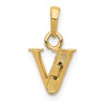 10K and Rhodium Diamond Initial V Charm - Image 4