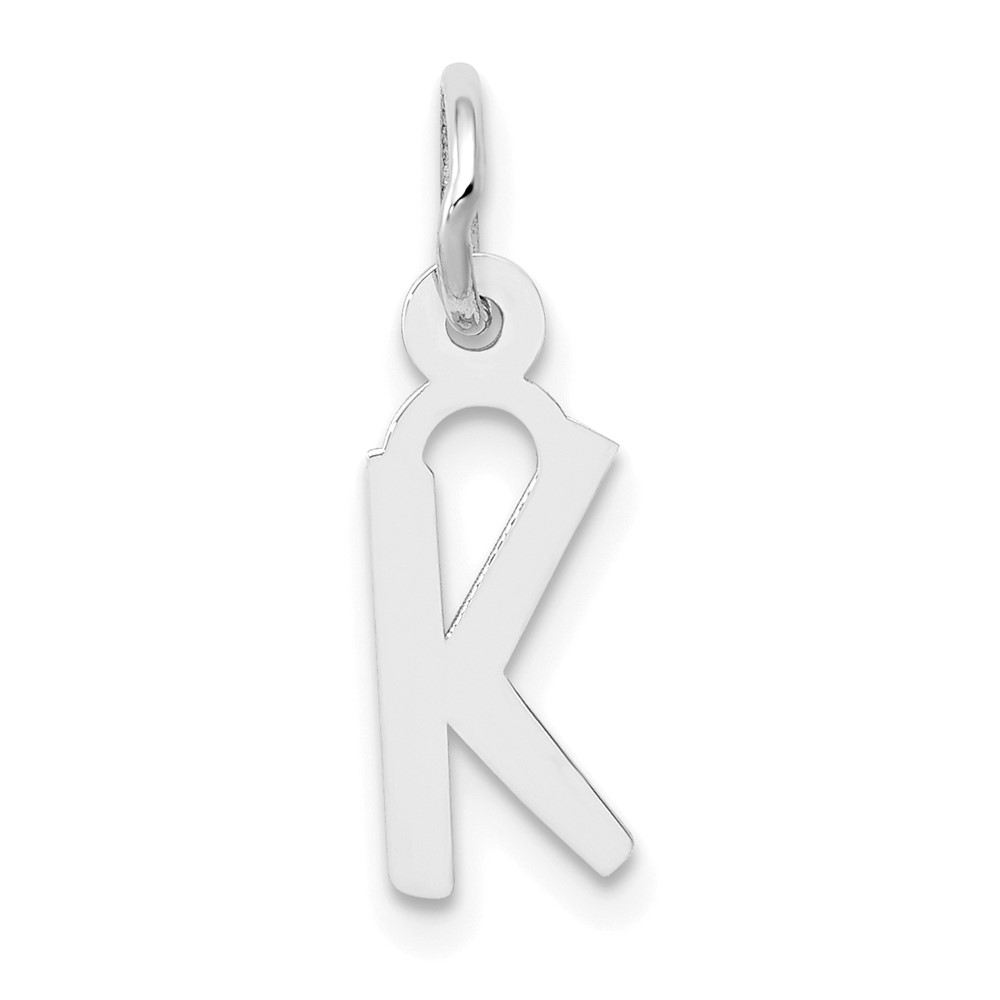 10YC645K.jpg 10k White Gold Small Slanted Block Initial K Char - Image 1