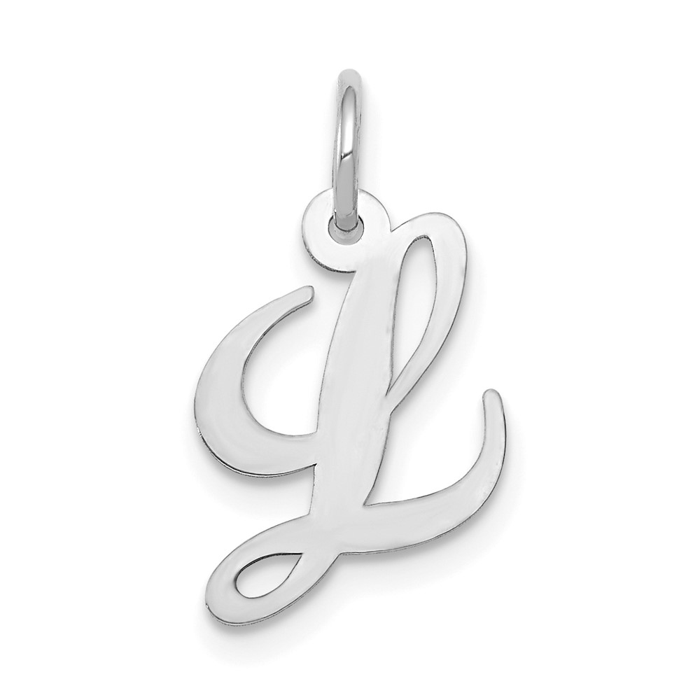10YC651L.jpg 10k White Gold Small Fancy Script Initial L Charm - Image 1