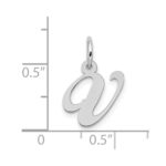 10k White Gold Small Fancy Script Initial V Charm - Image 2