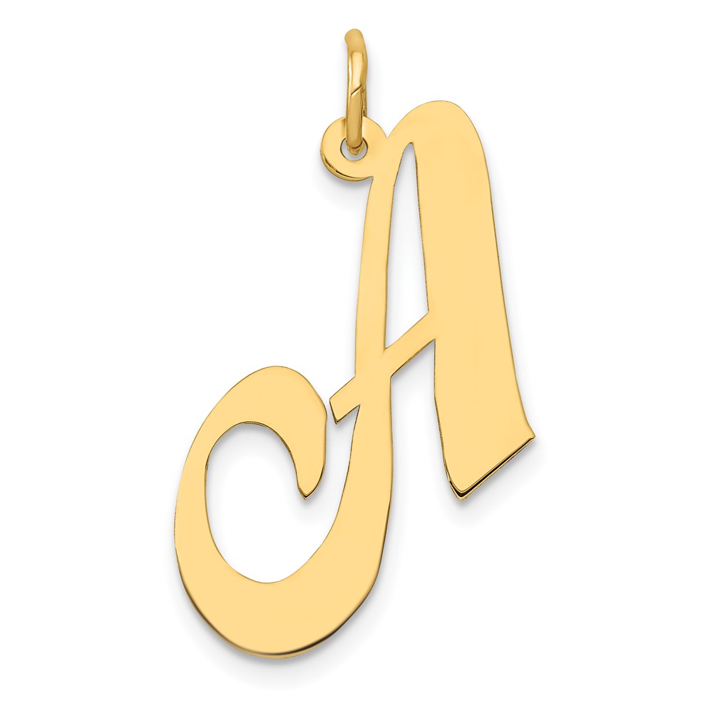10YC654A.jpg 10k Large Fancy Script Letter A Initial Charm - Image 1