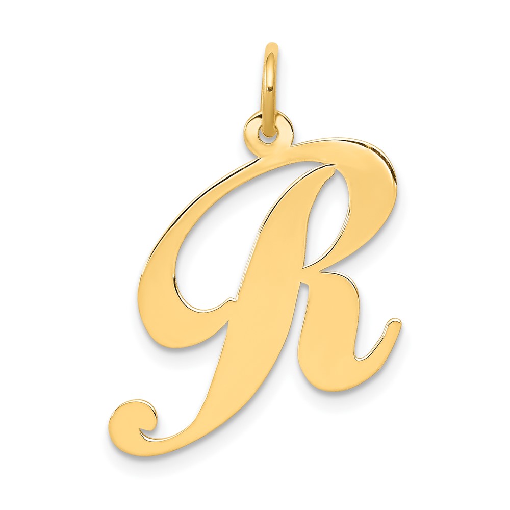 10YC654R.jpg 10k Large Fancy Script Letter R Initial Charm - Image 1