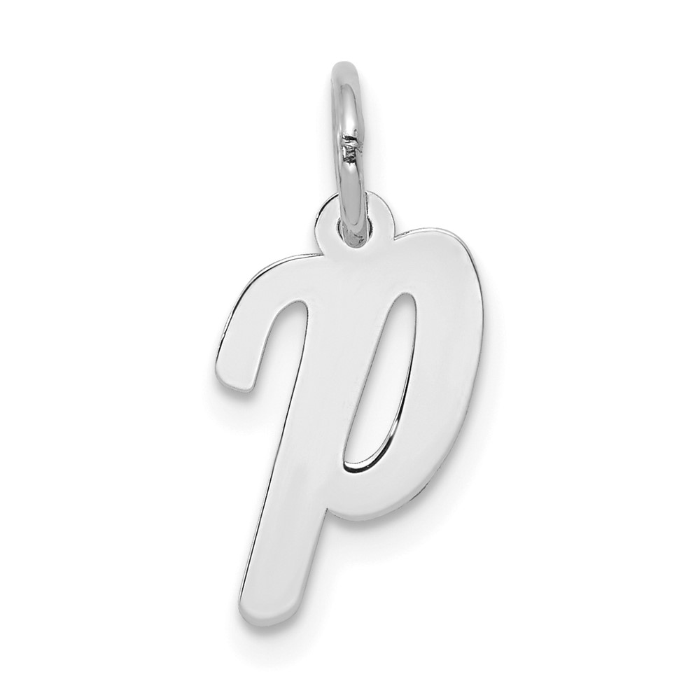 10YC659P.jpg 10k White Gold Small Script Initial P Charm - Image 1