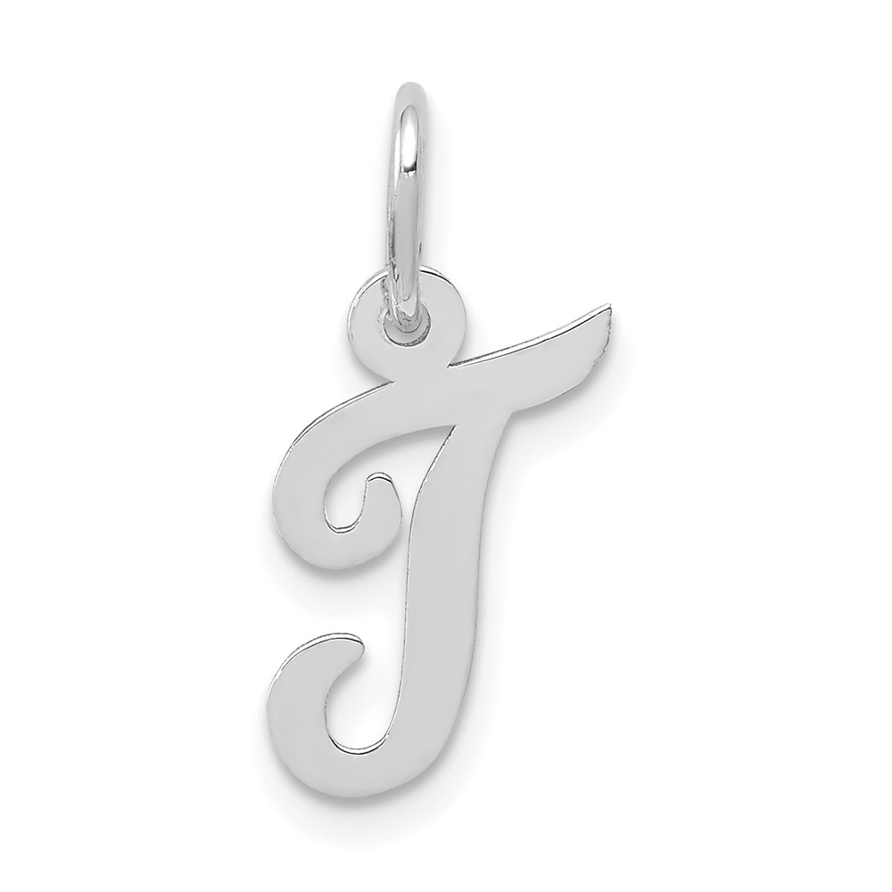 10YC659T.jpg 10k White Gold Small Script Initial T Charm - Image 1