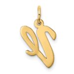 10K Medium Script Letter V Initial Charm - Image 3