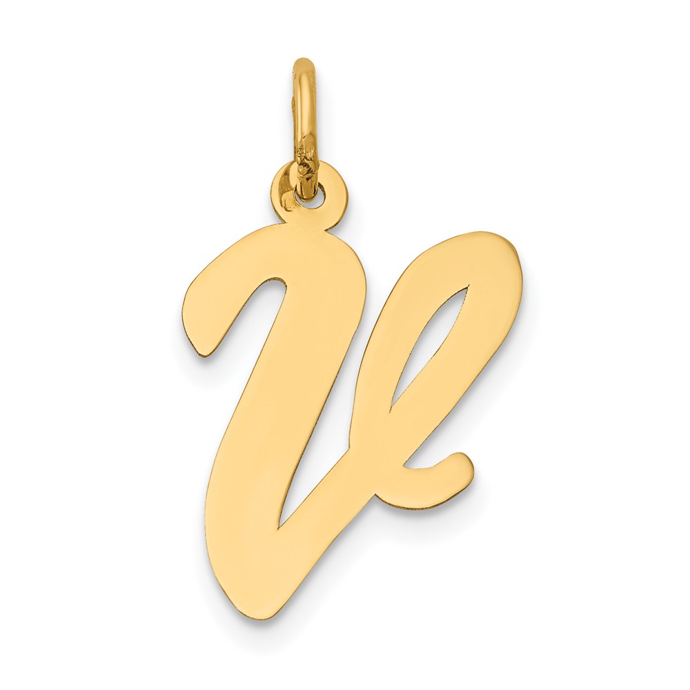 10YC662V.jpg 10k Large Script Letter V Initial Charm - Image 1