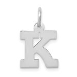 10k White Gold Small Block Initial K Charm