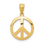 10k Polished Peace Sign Circle Pendant