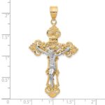 10k Two-tone INRI Fleur De Lis Crucifix Pendant - Image 2
