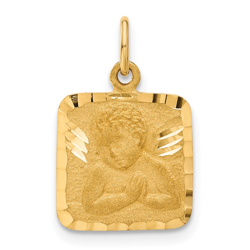 10ZC346.jpg 10k Satin & Diamond -cut Angel Charm - Image 1