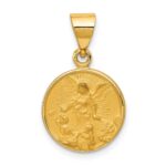 18k Polished and Satin Solid Guardian Angel Medal Pendant