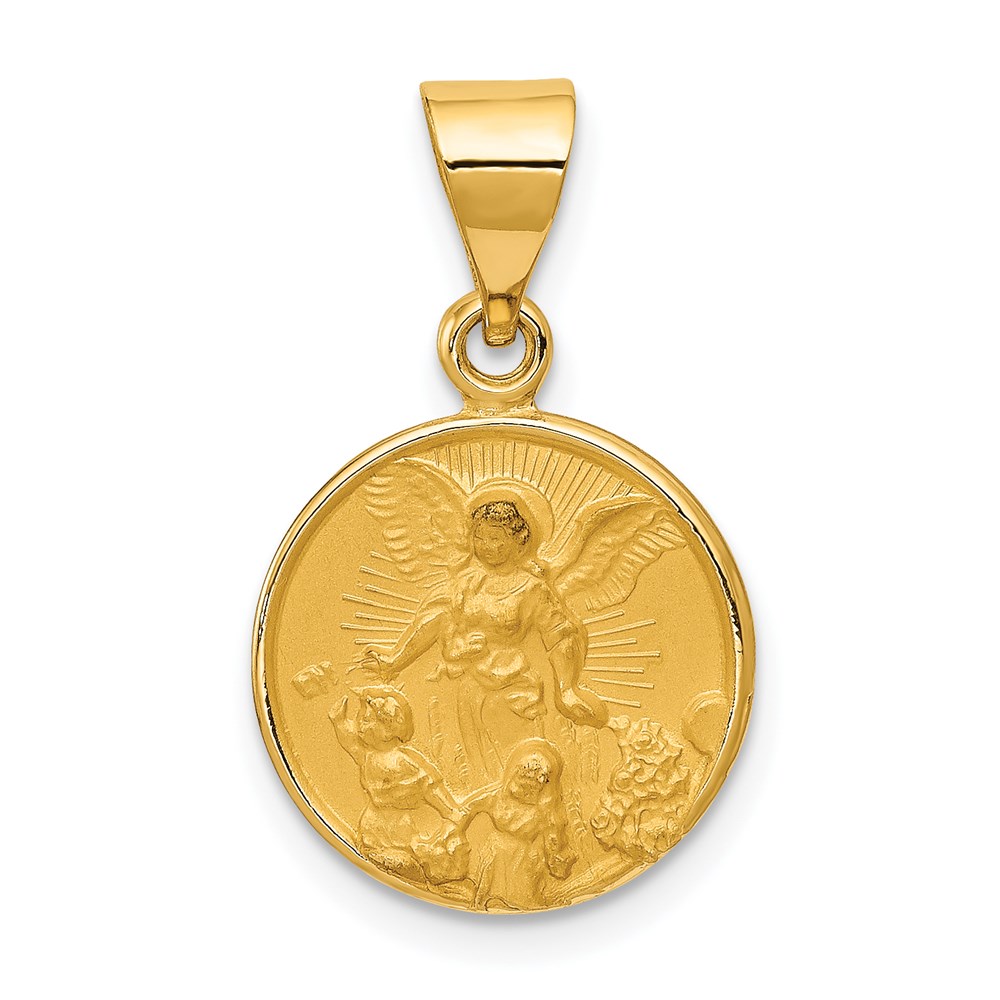 18XR23.jpg 18k Polished and Satin Solid Guardian Angel Medal Pendant - Image 1