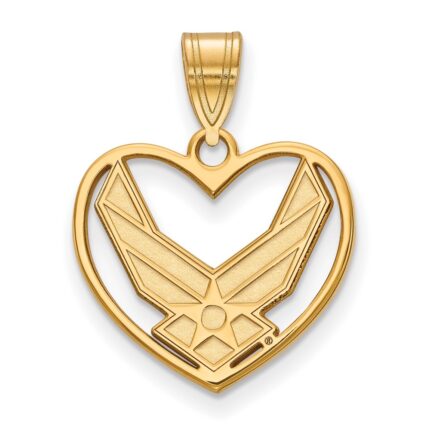 14k Gold LogoArt U.S. Air Force Heart Pendant