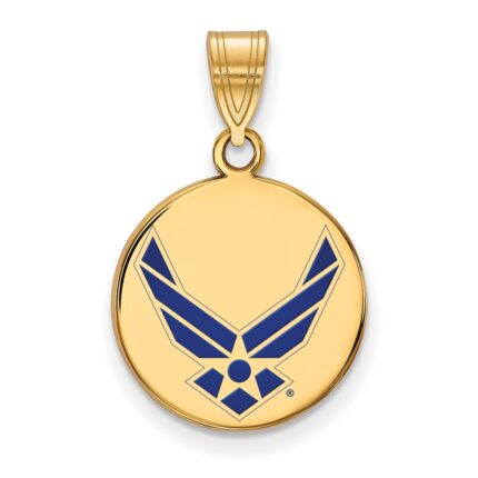 14k Gold LogoArt U.S. Air Force Medium Enamel Pendant