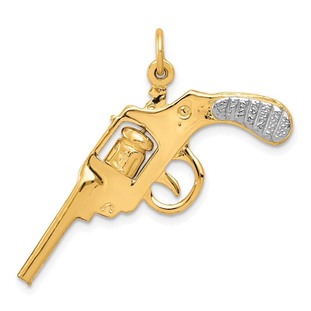 A0381.jpg 14k and White Rhodium Revolver with Moveable Cylinder Charm - Image 1