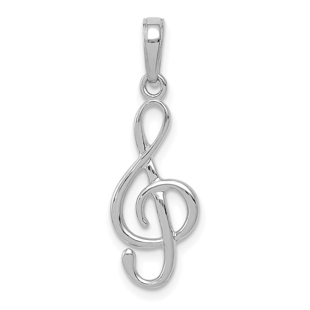 A2192W.jpg 14K White Gold 3-D Treble Clef Pendant - Image 1