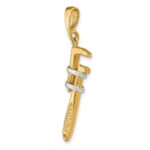 14K and White Rhodium 3-D Pipe Wrench Charm - Image 5