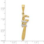 14K and White Rhodium 3-D Pipe Wrench Charm - Image 4